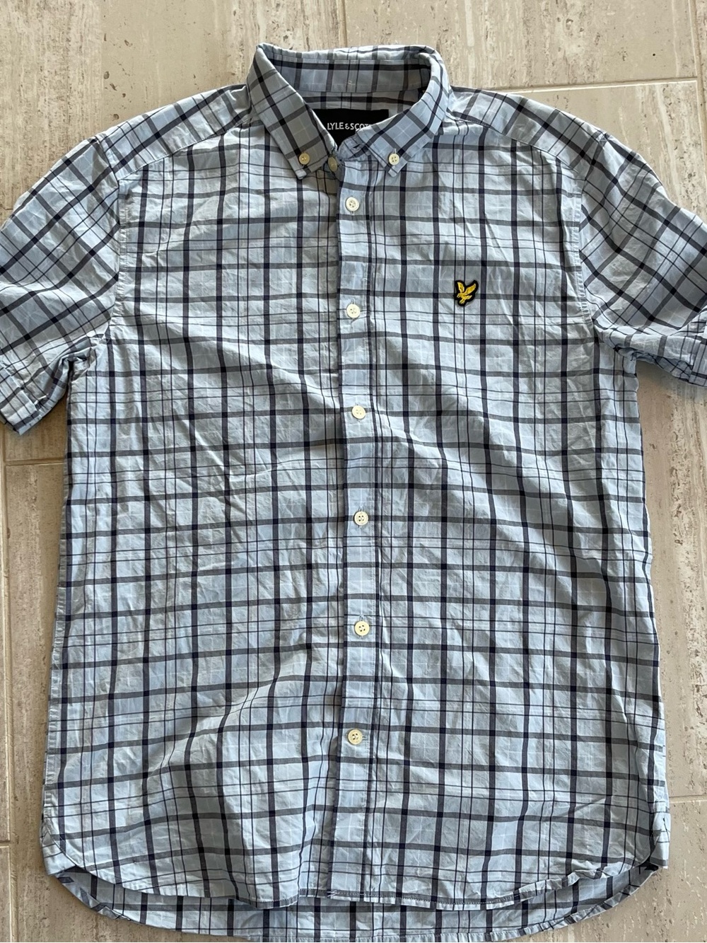 Lyle & Scott Light Blue and Navy Plaid Button-Down Shirt